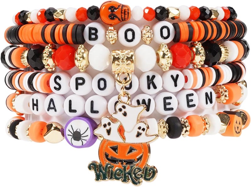 Lonext Halloween Bracelets Stackable Heishi Beaded Stretch Bracelets - Image 1